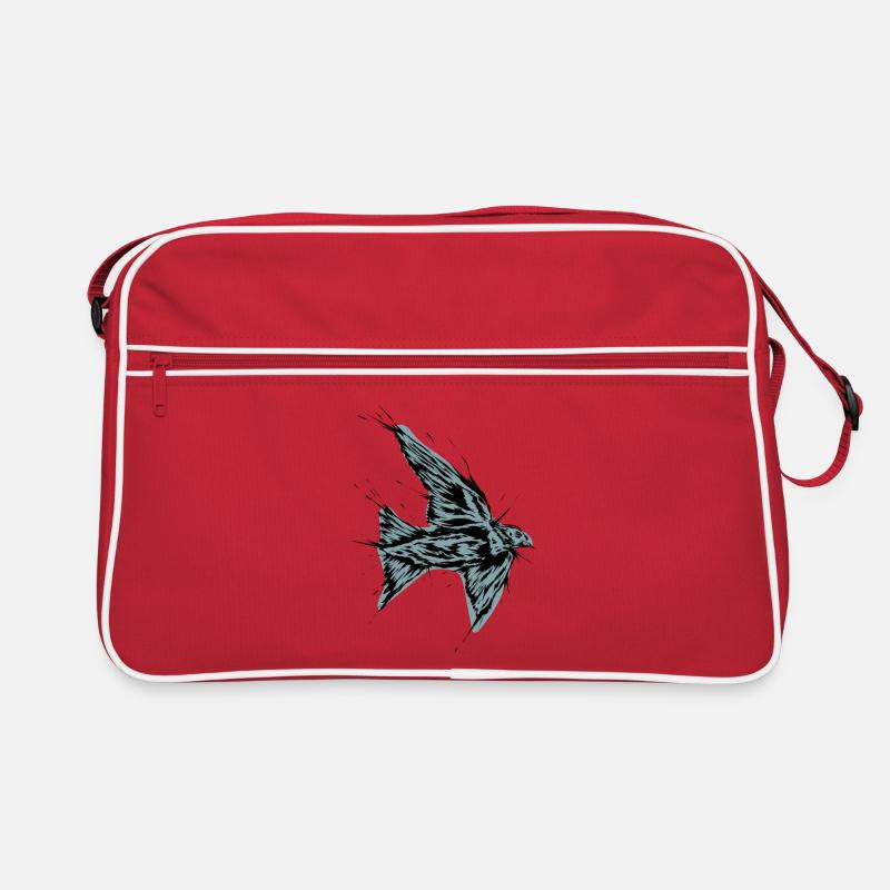 Vogel Schwalbe - Retro Tasche - Rot/Weiß
