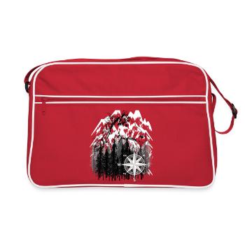 Pferd Mountains Wildnis Reiter Wildpferd Abenteuer - Retro Tasche - Rot/Weiß - Vorne