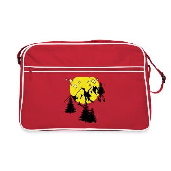 Clair de lune Pleine Lune Nature Montagnes Amoureux de la nature - Sac Retro - rouge/blanc - Devant
