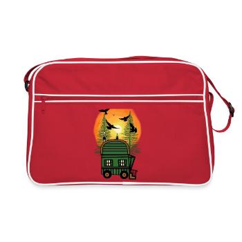 Bauwagen Naturfreund Freak Öko Haus Hütte wohnen - Sac Retro - rouge/blanc - Devant