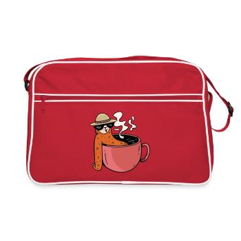 Pause café paresseux du lundi matin Indulgence au thé - Sac Retro - rouge/blanc - Devant
