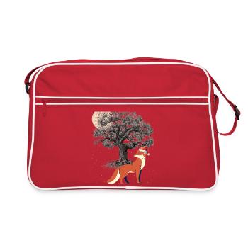 winter, snow, fox, wilderness, nature, forest animals, foxes - Retro Bag - red/white - Front