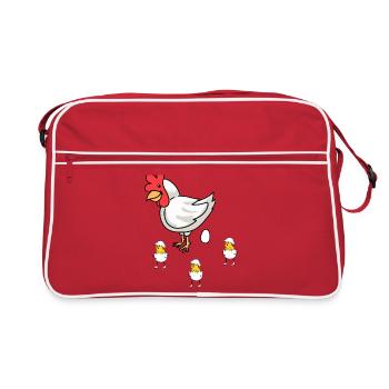 Easter Hen Chick Baby Eggs Eggshell Poultry - Retro Bag - red/white - Front