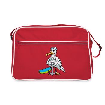 Möwe Matrose Seenot Schwimmring maritim - Retro Tasche - Rot/Weiß - Vorne