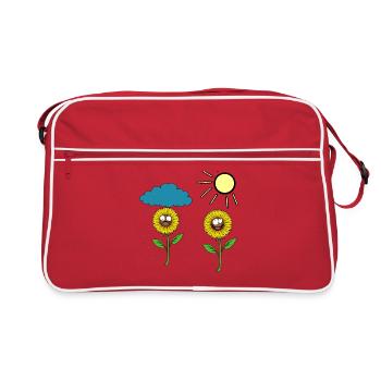 Tournesol Tournesols Météo Pluie Soleil Nuage - Sac Retro - rouge/blanc - Devant