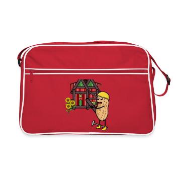 Cabane Maison Peanut Constructeur Rénover Rénovation - Sac Retro - rouge/blanc - Devant