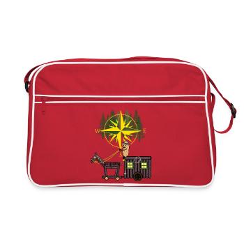 Peanut Compass Travel Horse Camping Adventure - Retro Bag - red/white - Front