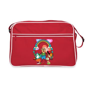 Erdnuss Bauer Bauern Deutschland Fahnen Gemüse - Retro Tasche - Rot/Weiß - Vorne