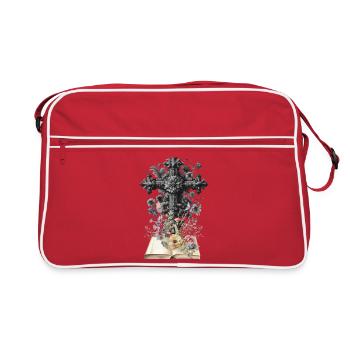Cross Crosses Flowers Funeral Crucifix Death - Retro Bag - red/white - Front