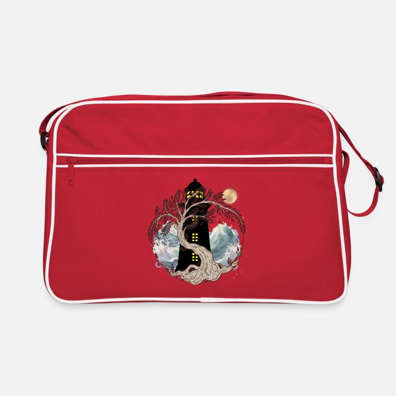 mystisch maritim Leuchttürme Leuchtturm Mond Baum Retro Tasche