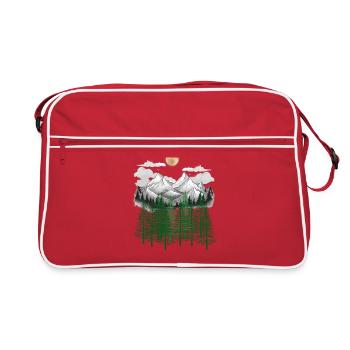 mountain forest nature mountains spruce tree - Retro Bag - red/white - Front