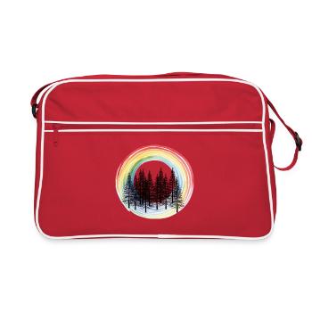 Fir Forest Rainbow Nature Lover - Retro Bag - red/white - Front