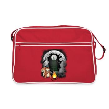 Fire Campfire Forest Dwellers Squirrel Moon - Retro Bag - red/white - Front