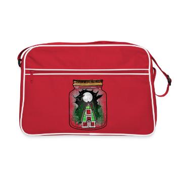 House Winter Snow Snowfall Moon Christmas Xmas - Retro Bag - red/white - Front