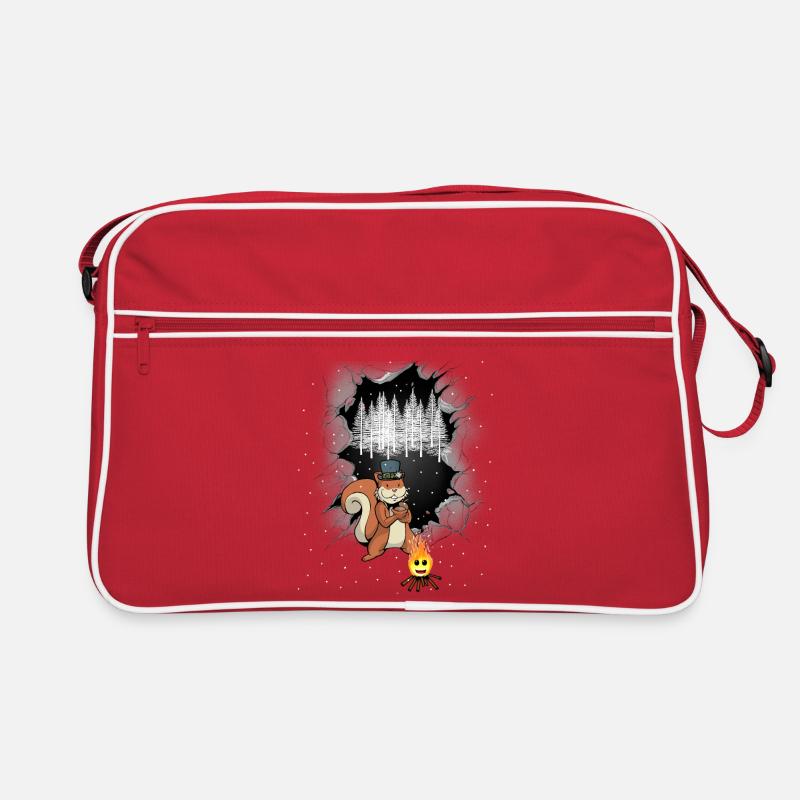 Waldbewohner Eichhörnchen Lagerfeuer Märchen Retro Tasche