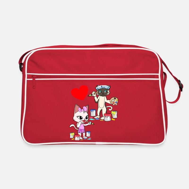 Katzen Katze Herz Valentin Valentinstag Liebe Retro Tasche