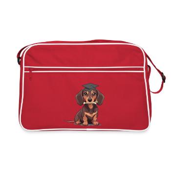Dachshund Student Dog Study Study Dogs - Retro Bag - red/white - Front