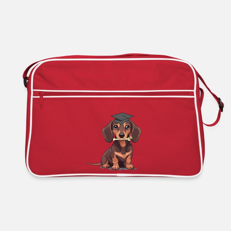 Dackel Student Hund studieren Studium Hunde Retro Tasche