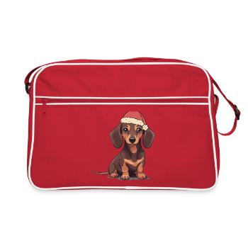 Père Noël Chien Teckel Noël - Sac Retro - rouge/blanc - Devant
