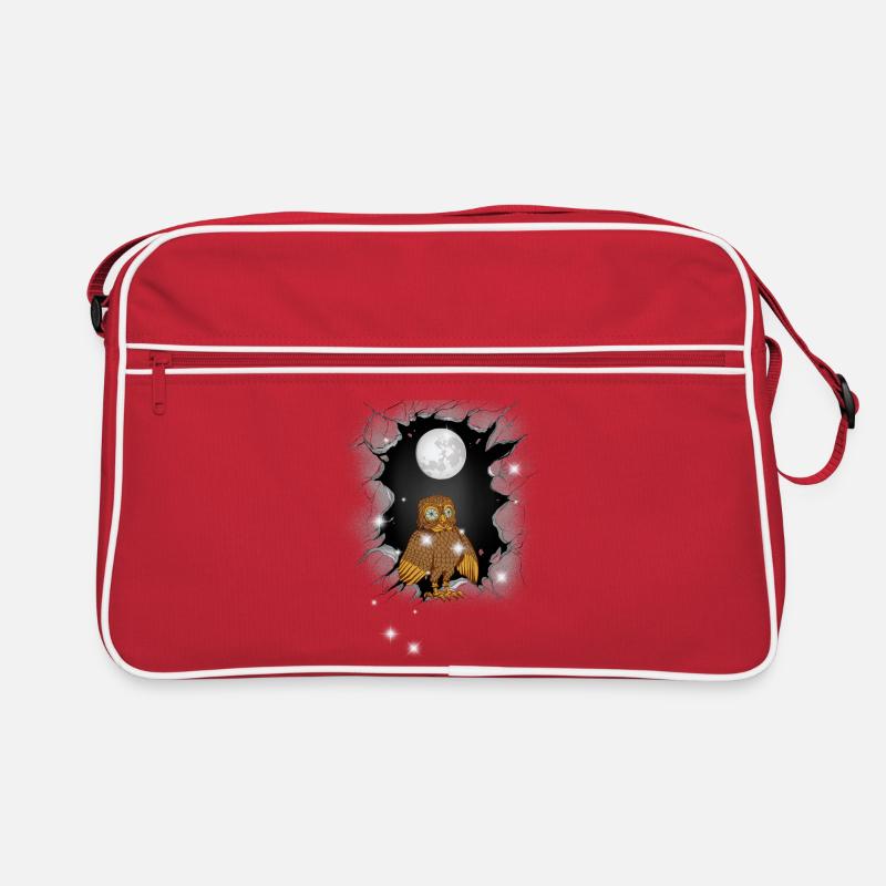 Eule Eulen Mond Retro Tasche