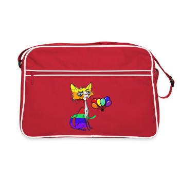 LGBT Katze Geburtstag Geburtstagsgrüße Gay Pride - Retro Tasche - Rot/Weiß - Vorne