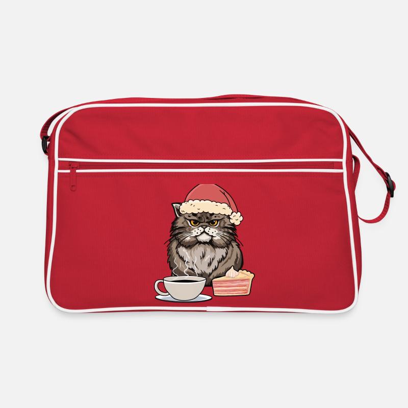 Chat Père Noël Père Noël Café Gâteau Snacking Noël Sac Retro