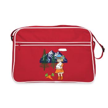 Happy Easter Girl Bunny Rabbit Turnips Mountains - Retro Bag - red/white - Front