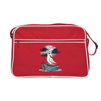 Möwe Möwen Naturschutz Umweltverschmutzung - Retro Tasche - Rot/Weiß - Vorne