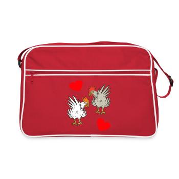 Poulet, poulets, volaille - Sac Retro - rouge/blanc - Devant