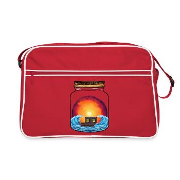 Boot Boote Schiff Schiffe - Retro Tasche - Rot/Weiß - Vorne
