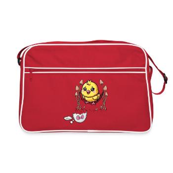 Chick Easter Kids Child Eggshell Baby Chicken - Retro Bag - red/white - Front