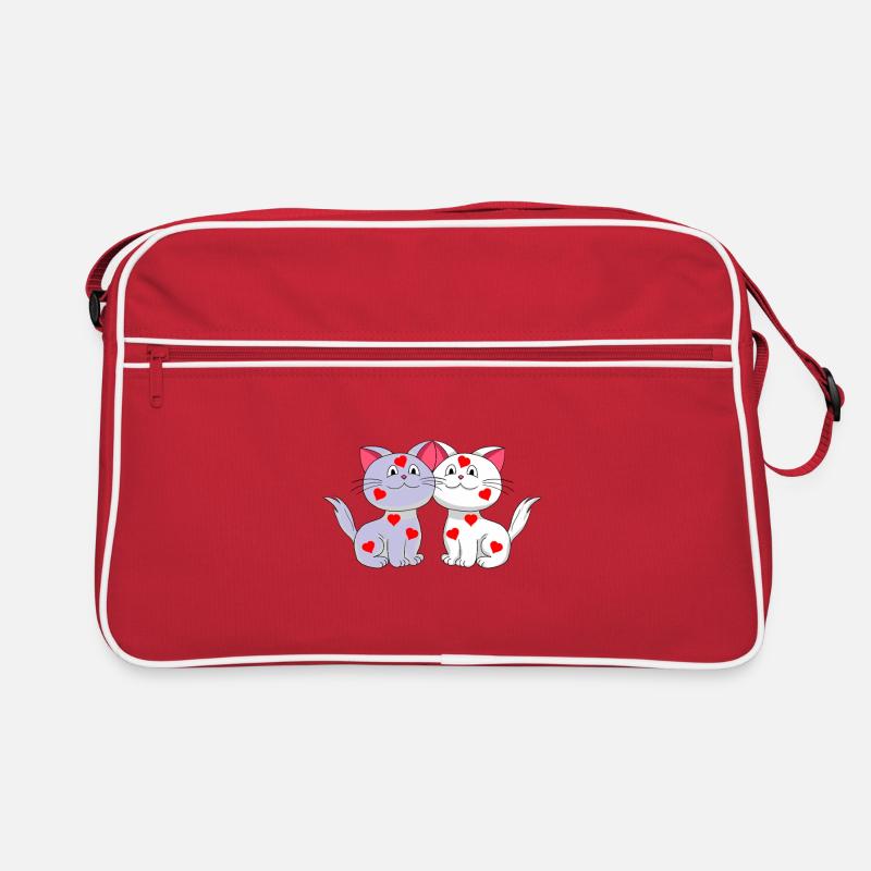 Katze Herz Herzen Valentinstag Valentin Katzen Retro Tasche