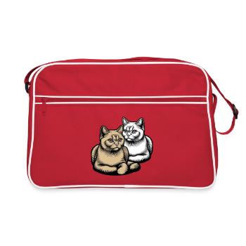 Katze Katzen Tierfreund - Retro Tasche - Rot/Weiß - Vorne