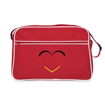 Deutsch Deutschland Herz Herzen Länder Land - Retro Tasche - Rot/Weiß - Vorne