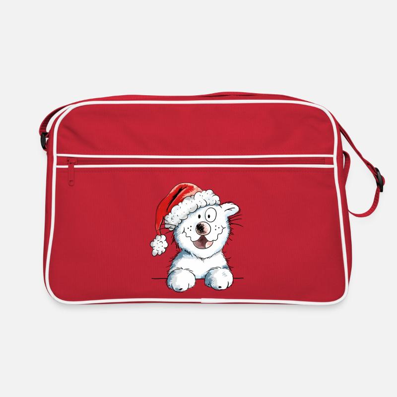 Neugierige Weihnachtskatze - Katze - Geschenk Retro Tasche