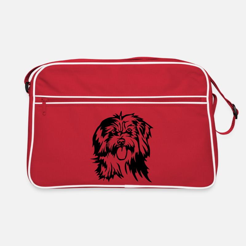 Berger des Pyreneés Kopf - Retro Tasche - Rot/Weiß