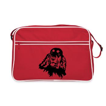 Cocker Spaniel Kopf - Retro Tasche - Rot/Weiß - Vorne