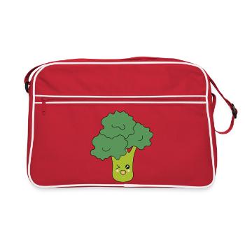 Kawaii Broccoli Vegetables vegan - Retro Bag - red/white - Front