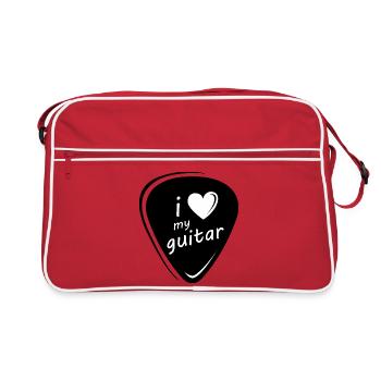 Guitare Plectrum Symbole Logo icône Graphic Heart - Sac Retro - rouge/blanc - Devant