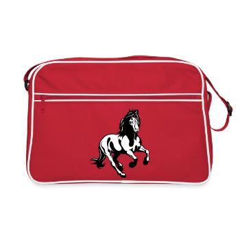 Étalon frison au galop - Sac Retro - rouge/blanc - Devant