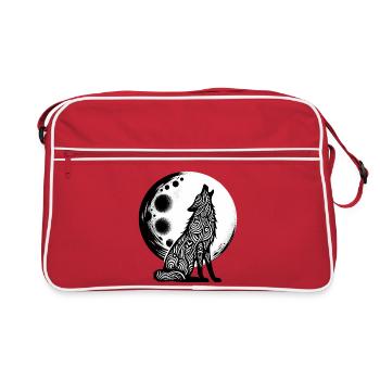 Le loup hurle à la lune - Sac Retro - rouge/blanc - Devant