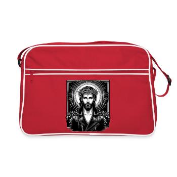 Jesus Christus mit stylischer Frisur & Lederjacke - Retro Tasche - Rot/Weiß - Vorne