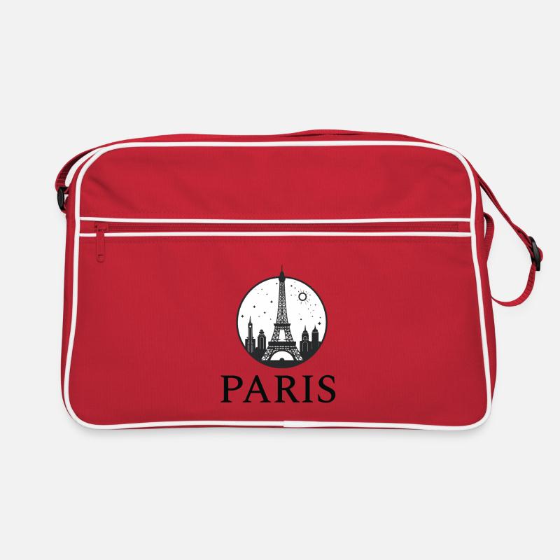 Paris Eiffel Tower silhouette in a circle Retro Bag