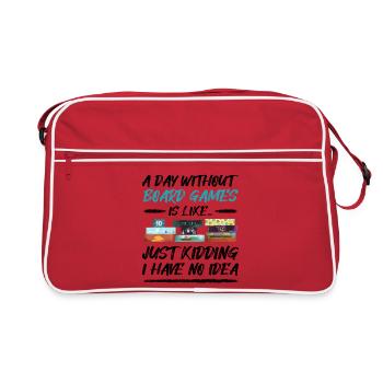 Ein Tag ohne Brettspiele - lustiger Spruch - Retro Tasche - Rot/Weiß - Vorne