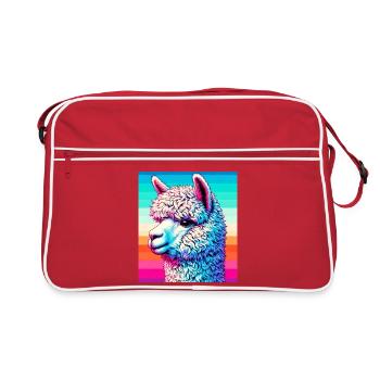 Alpaka - Retro Tasche - Rot/Weiß - Vorne