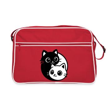 Ying Yang Cat Portrait - Retro Bag - red/white - Front