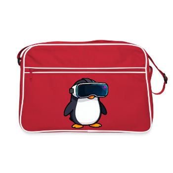 Nerdiger Pinguin VR Gaming PC Zocker Design - Retro Tasche - Rot/Weiß - Vorne