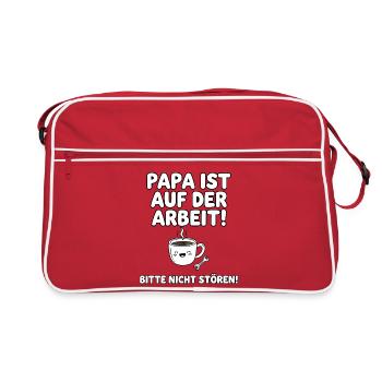 Papa est au boulot café humour - Sac Retro - rouge/blanc - Devant