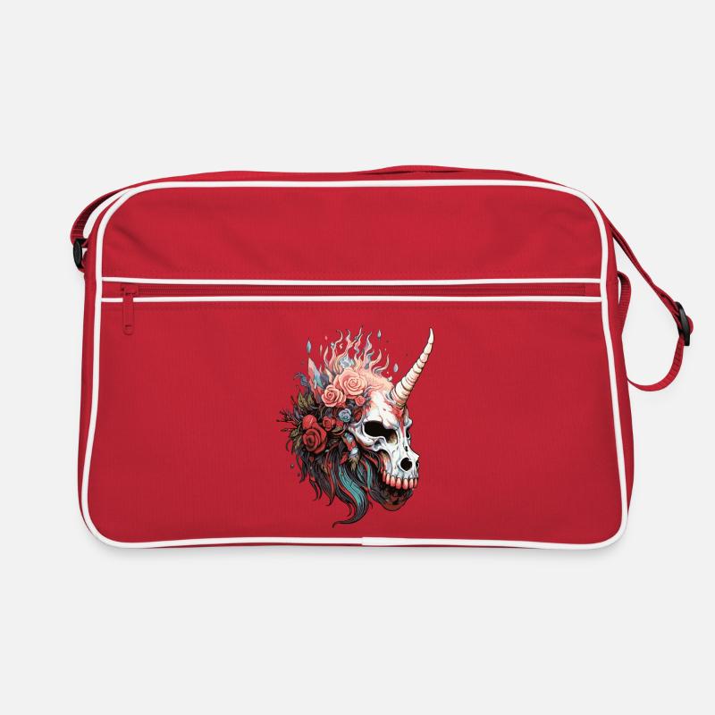 Crâne de licorne avec des fleurs Sac Retro