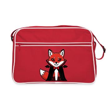 mignon Halloween renard vampire dessin animé Chibi design - Sac Retro - rouge/blanc - Devant